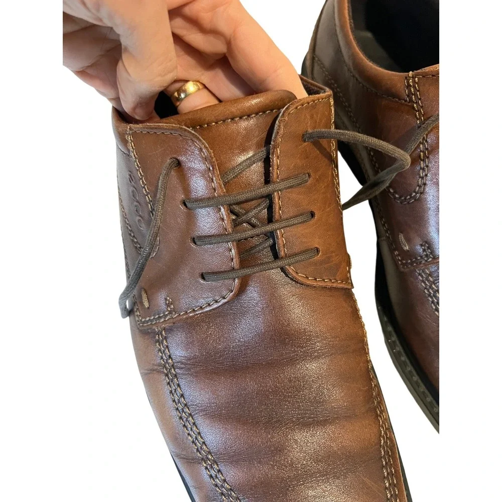 ECCO Mens Brown Leather Lace Up Dress Shoes Size 44